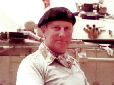 Image of Michael Vickery (Th 61) and his tank