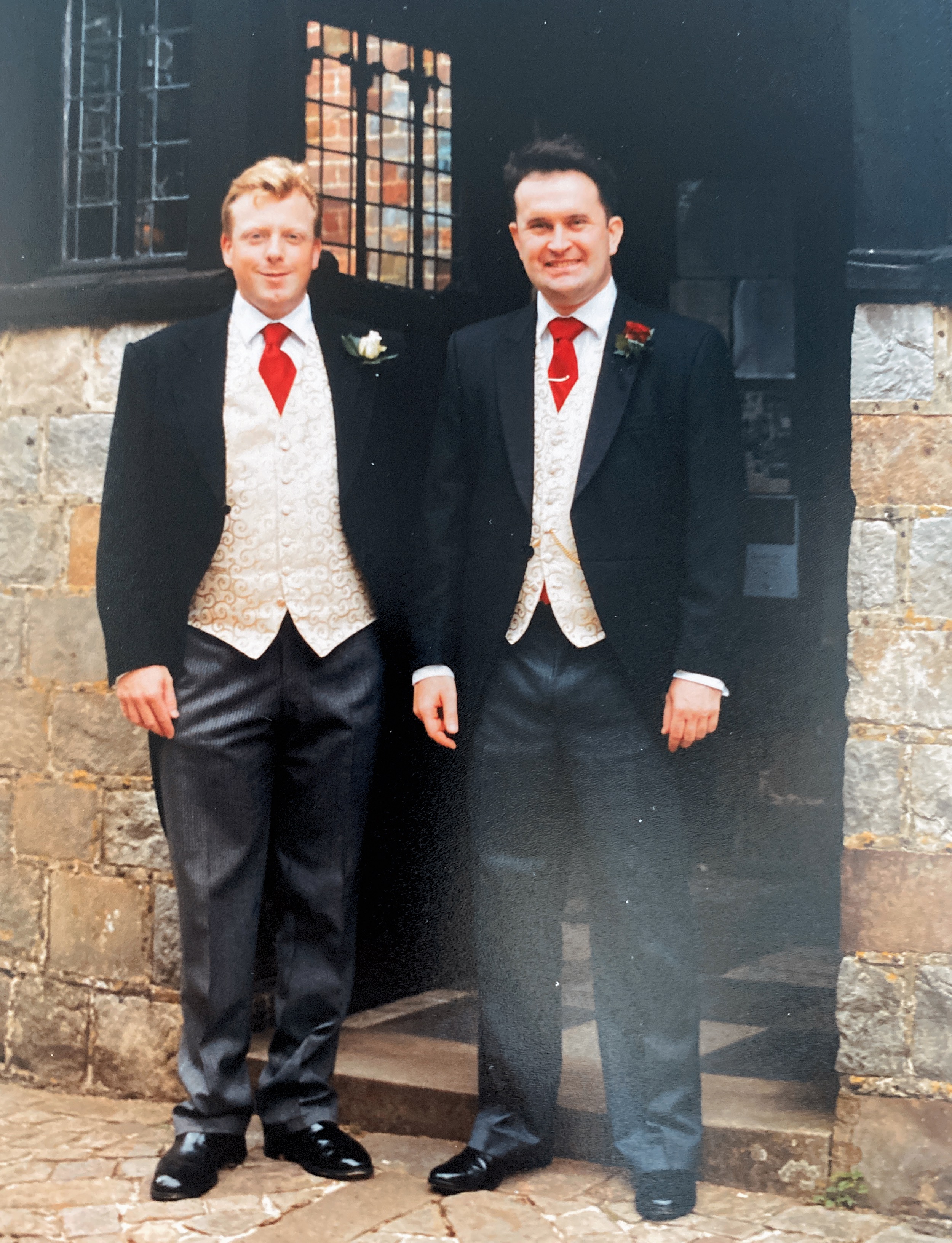 Image of Rob Butt of Haileybury College with his best man on his wedding day