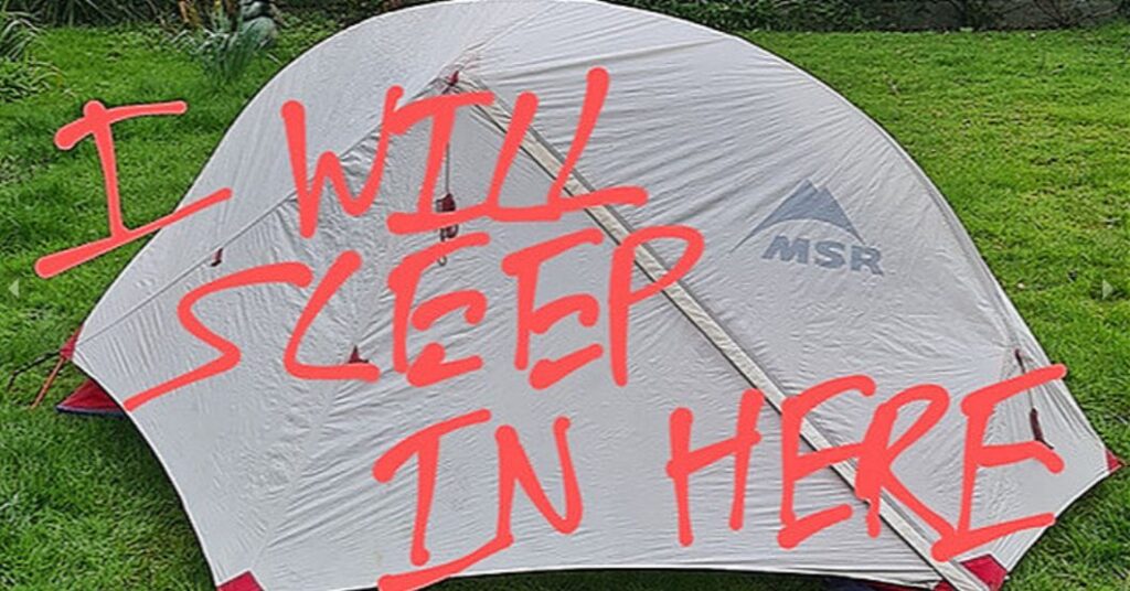 Image of tent to be used by Andrew Harrison in his fundraising ride