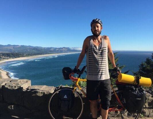 Image of Andrew Harrison (L 98) on his fundraising ride.