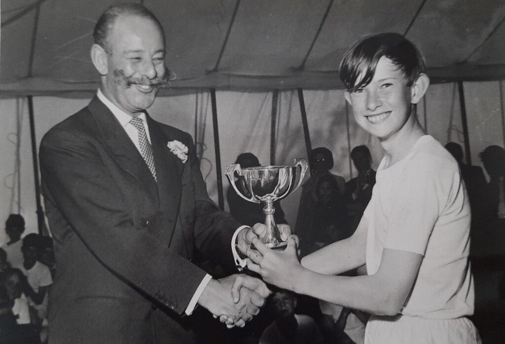 Image of James Miller (Ha 70) being presented a cup by Gerald Nabarro