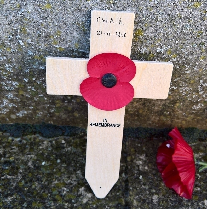 Memorial cross to F W A Buckell at Weybridge