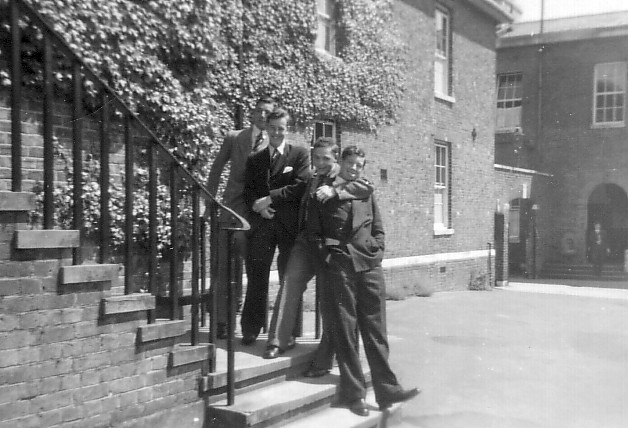 Four boys outside Lawrence in the 1940s