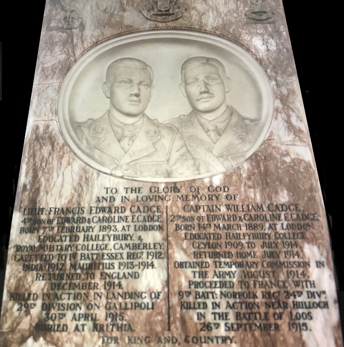 William and Francis Cadge Memorial