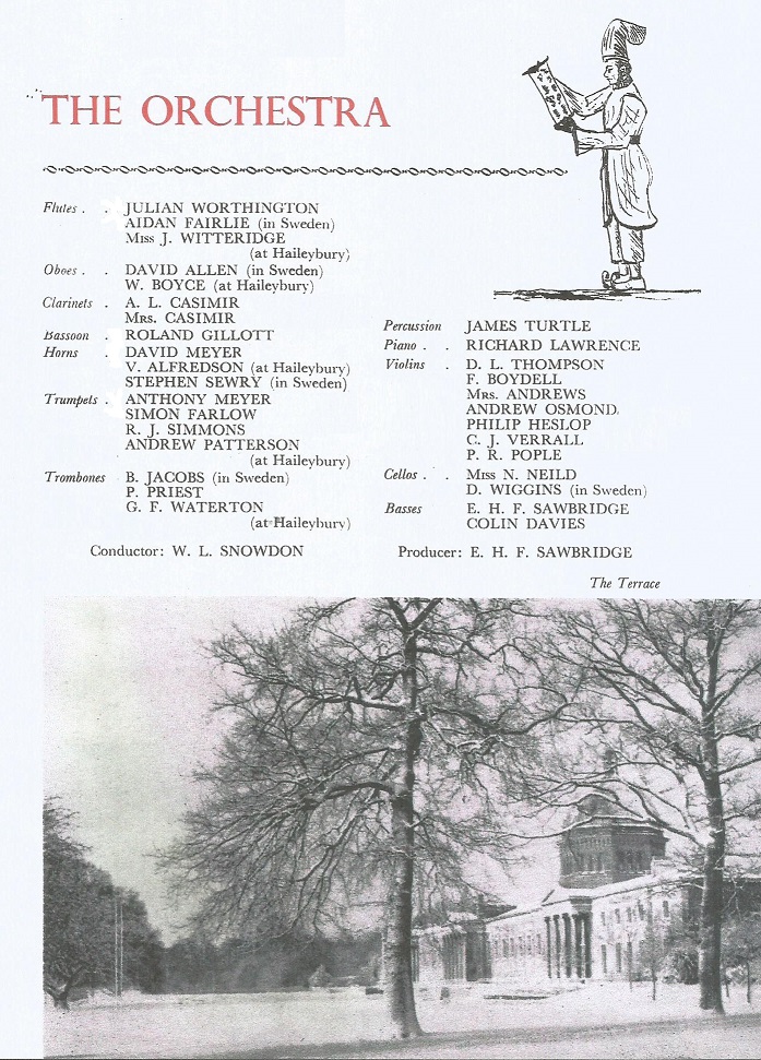 Haileybury Mikado Programme from 1964 Orchestra